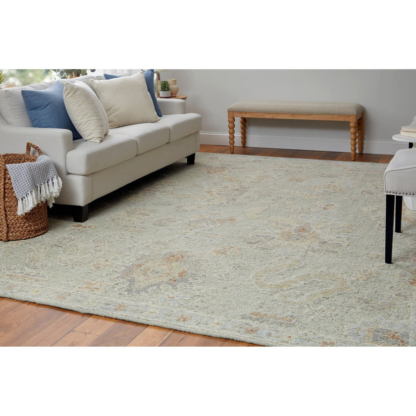 Feizy Grafton 69FNF Transitional Floral & Botanical in Gray/Green/Blue