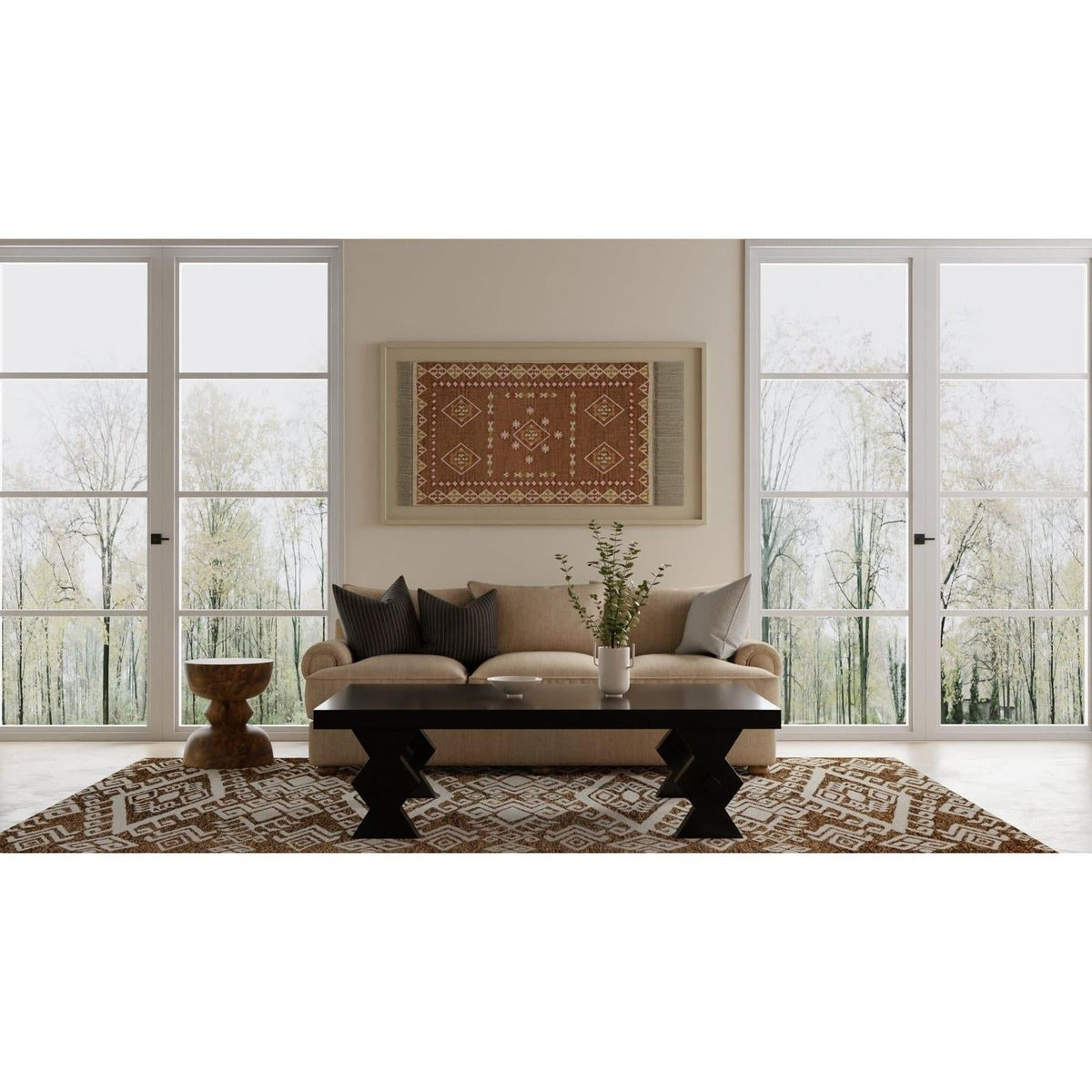 Feizy Wallace 8A43F Transitional Medallion Rug in Brown/White