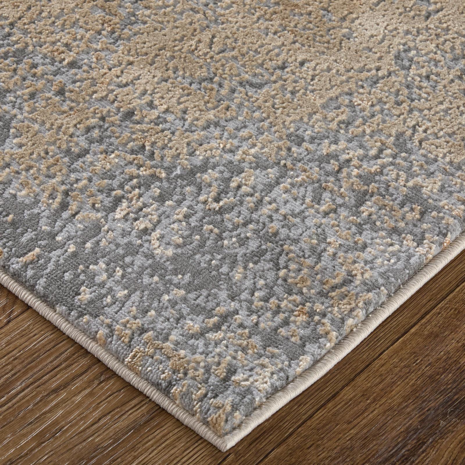 Feizy Aura 3567F Modern Abstract Rug in Ivory/Gold/Gray