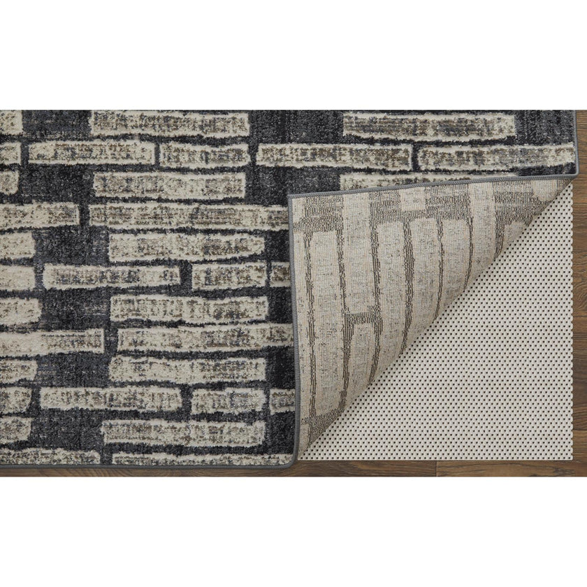 Feizy Kano 39LKF Transitional Geometric Rug in Gray/Black/Ivory