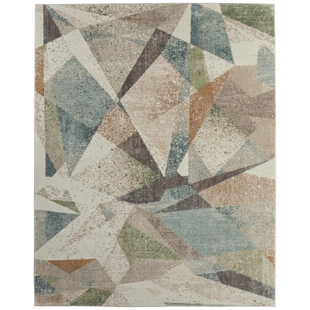 Feizy Eden 39QVF Modern Color Block Rug in Ivory/Blue/Green