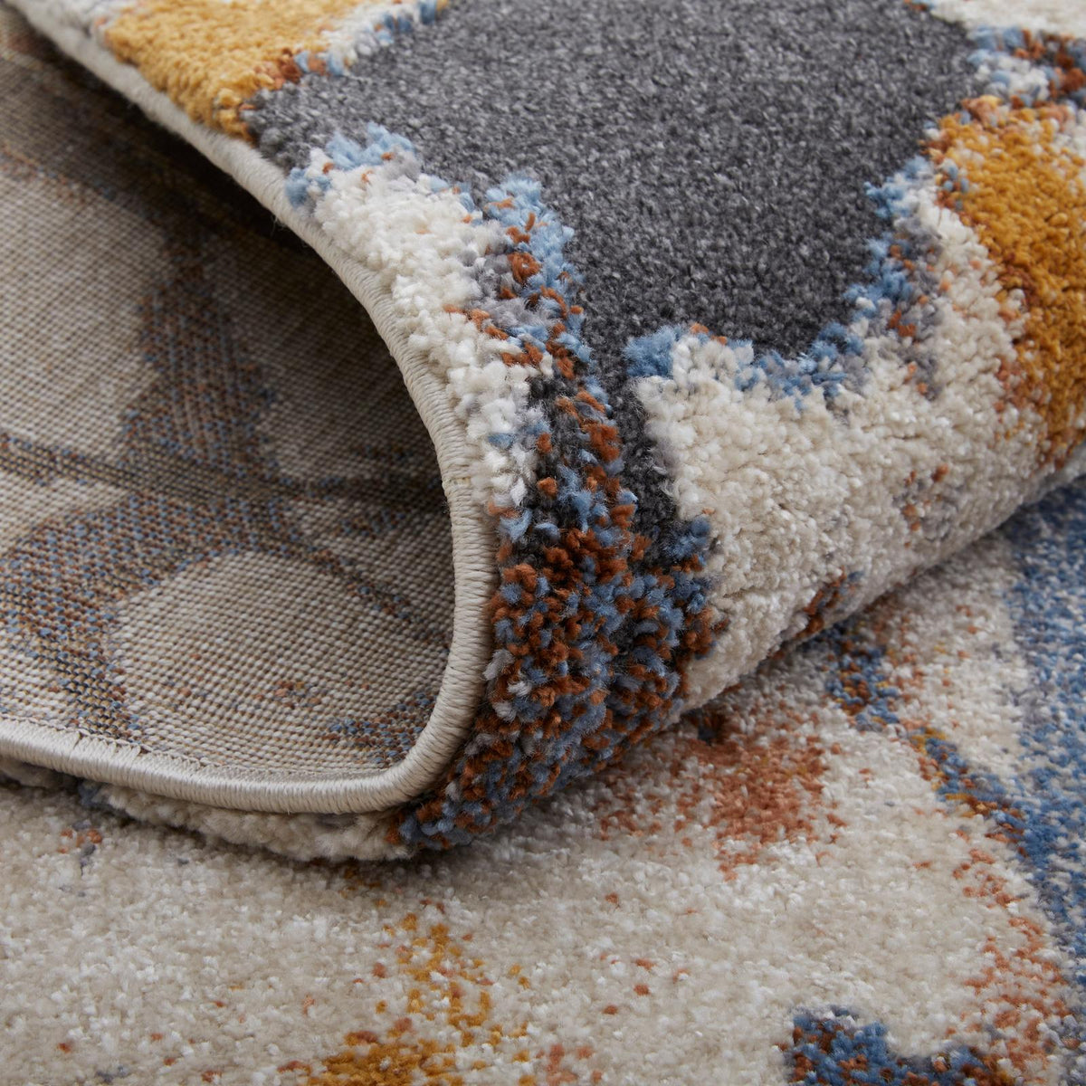 Feizy Gilmore 39MPF Modern Watercolor Rug in Blue/Orange/Gray
