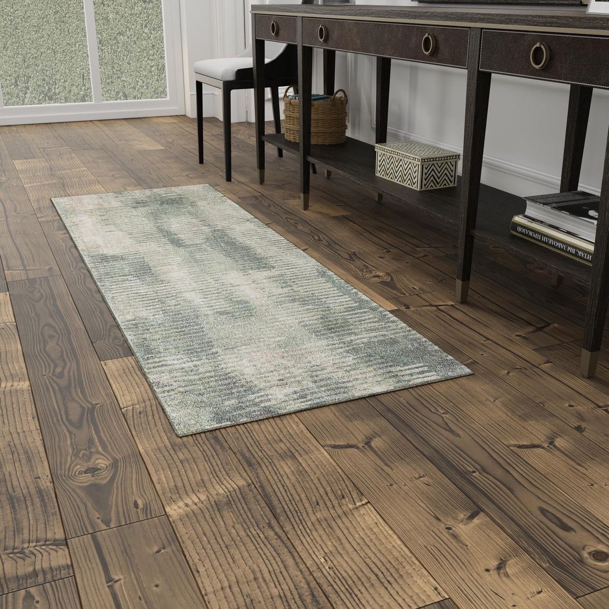 Feizy Eden 39QYF Modern Abstract Rug in Green/Ivory/Brown