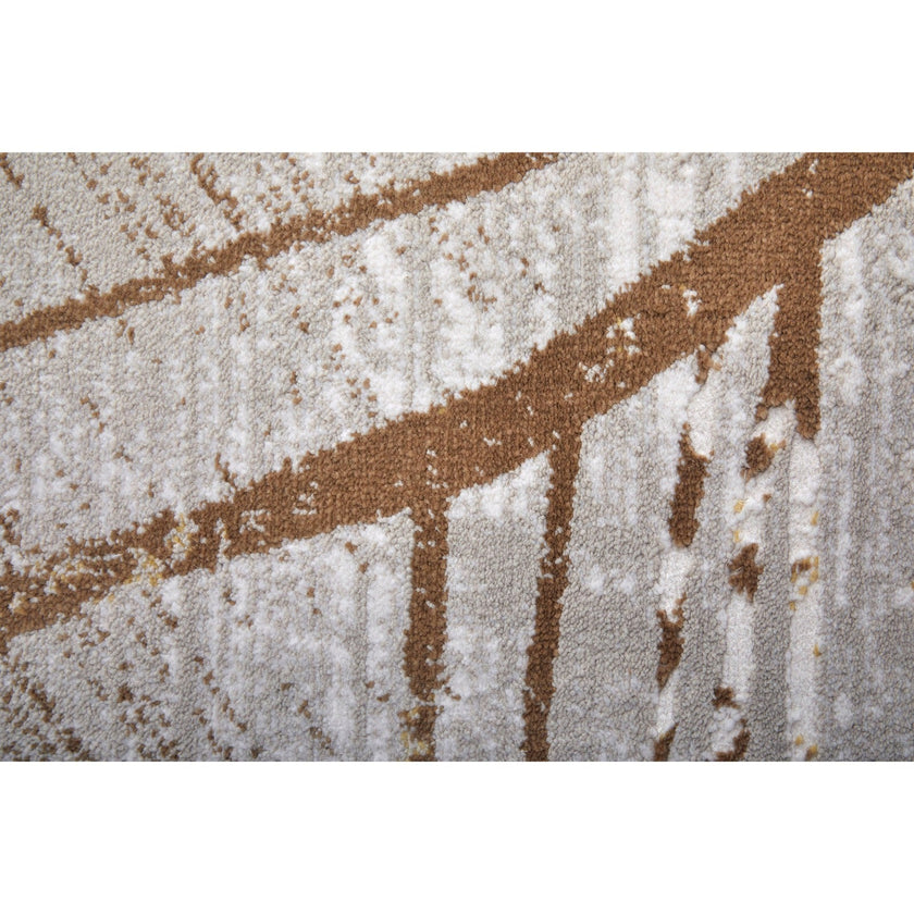 Feizy Waldor 39NBF Modern Abstract in Taupe/Brown/Silver