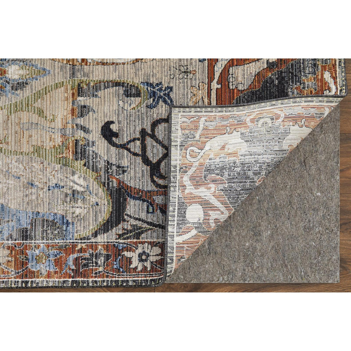 Feizy Melrose 39P2F Transitional Ikat Rug in Ivory/Red/Gray