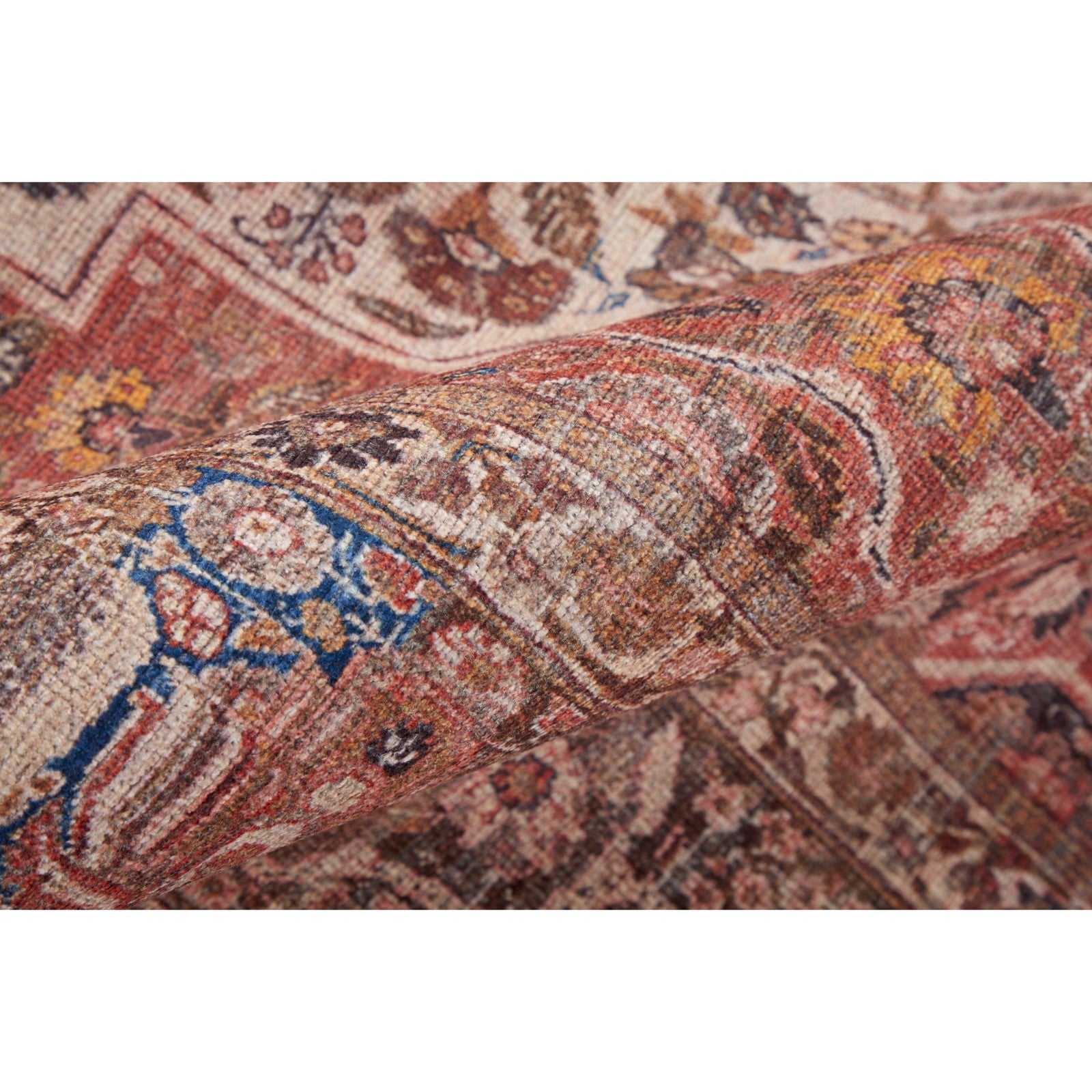 Feizy Rawlins 39HNF Transitional Medallion in Red/Tan/Pink