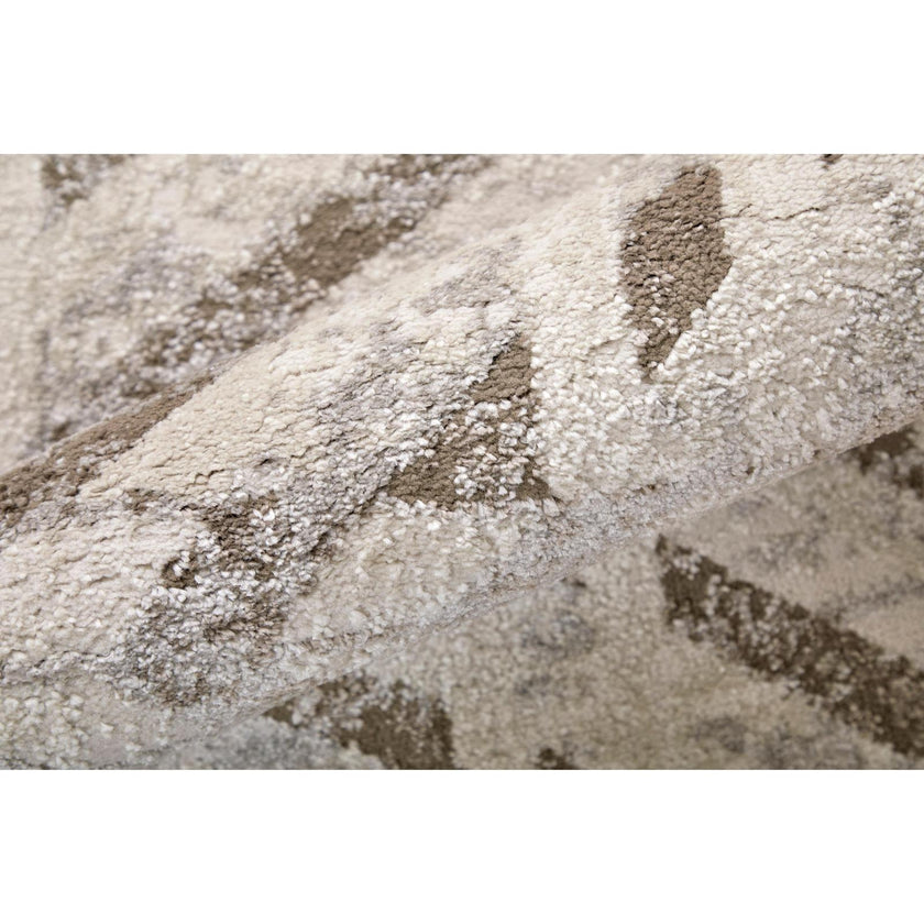 Feizy Vancouver 39NQF Modern Geometric Rug in Ivory/Tan/Brown