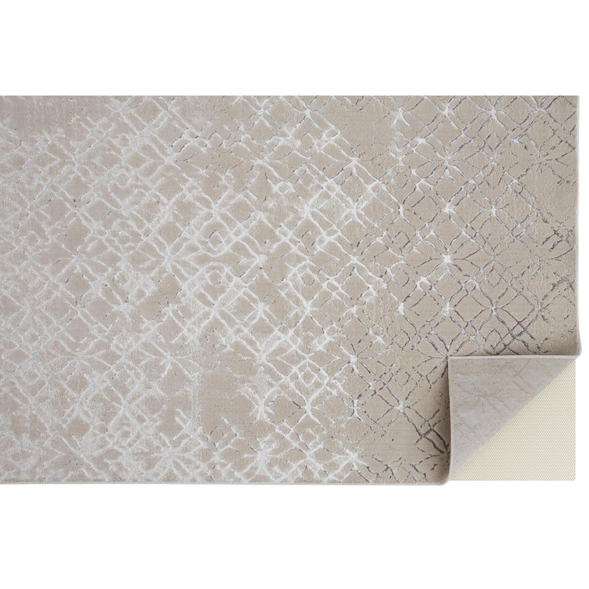 Feizy Micah 3047F Modern Distressed Rug in Silver/Gray/White