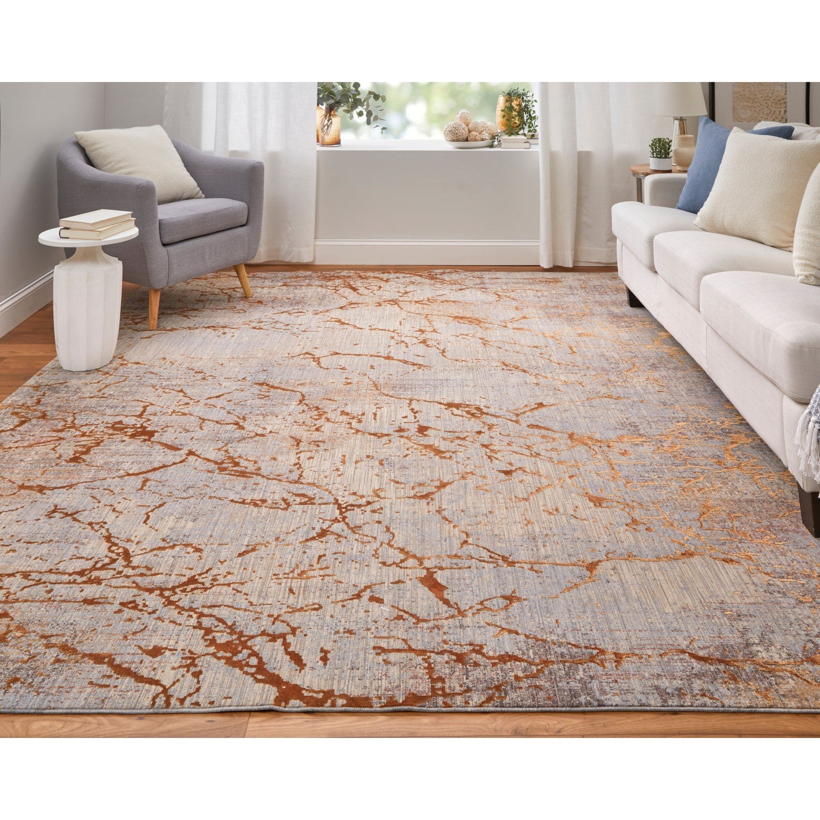 Feizy Pryor 39NEF Modern Abstract in Gold/Brown/Gray