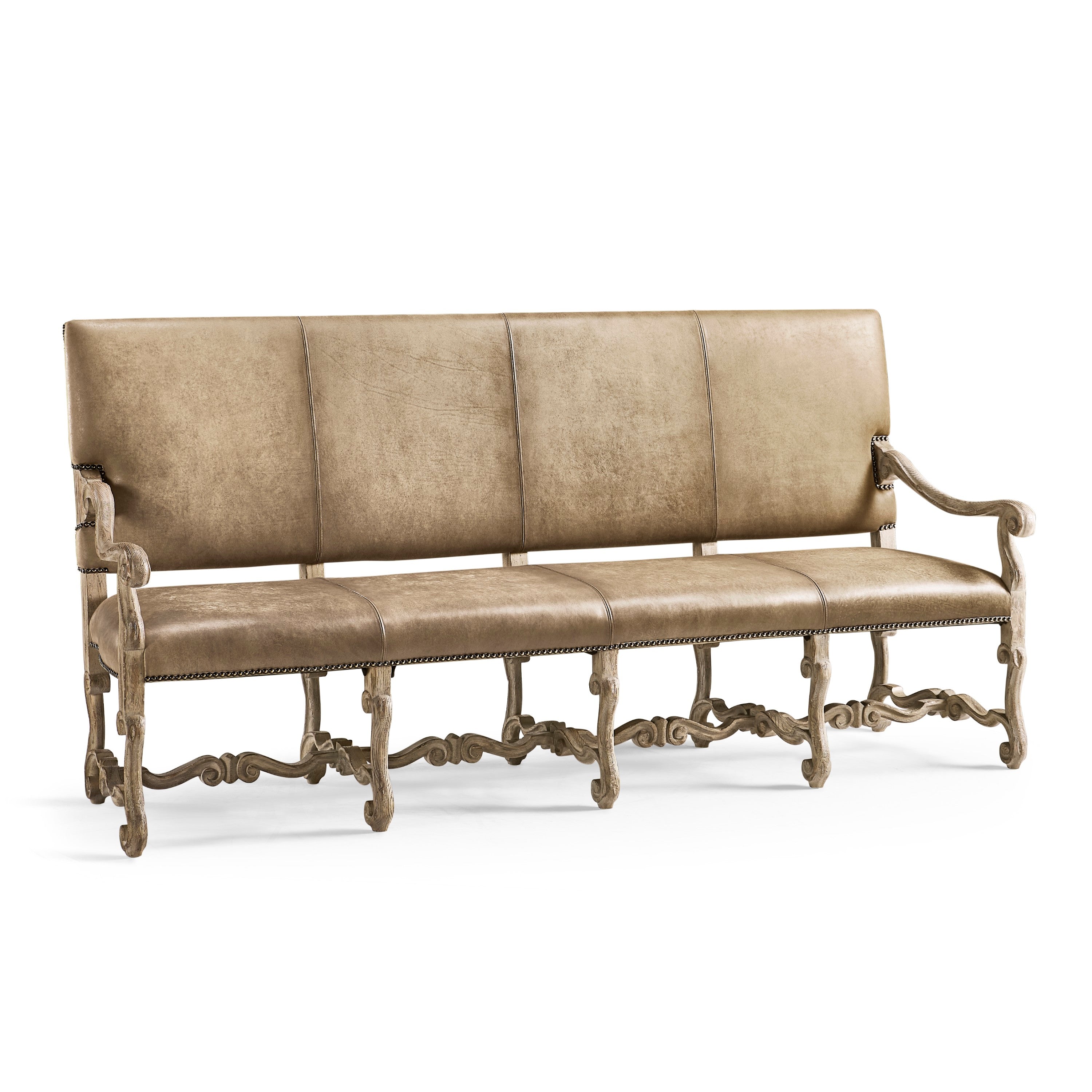 Jonathan Charles Sagehill Leather Banquette Bench