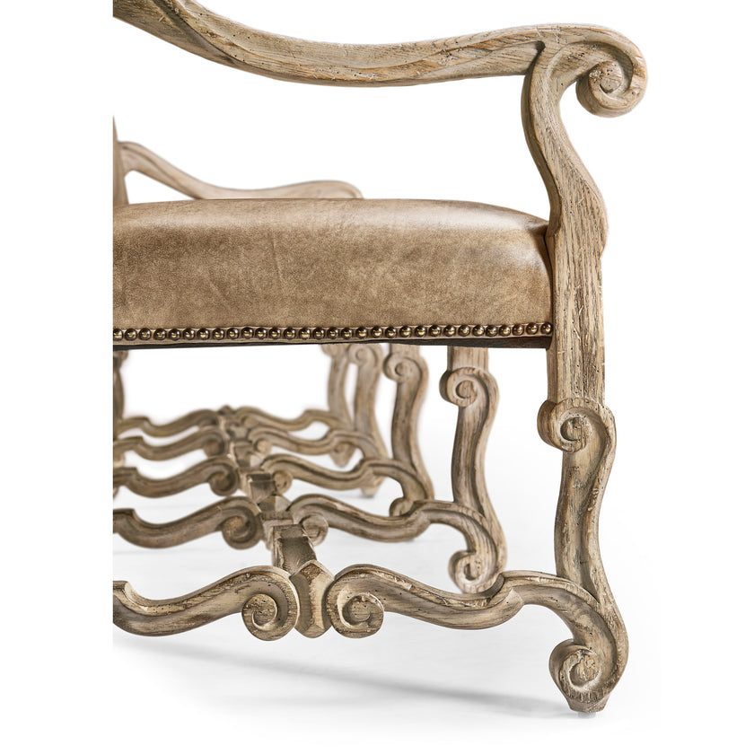 Jonathan Charles Sagehill Leather Banquette Bench