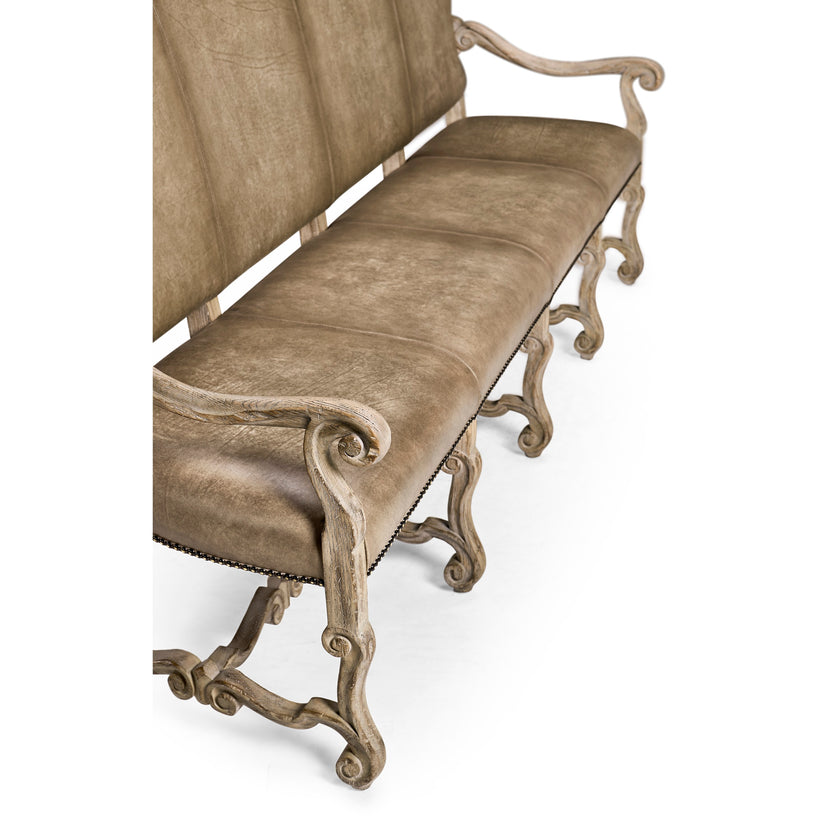 Jonathan Charles Sagehill Leather Banquette Bench