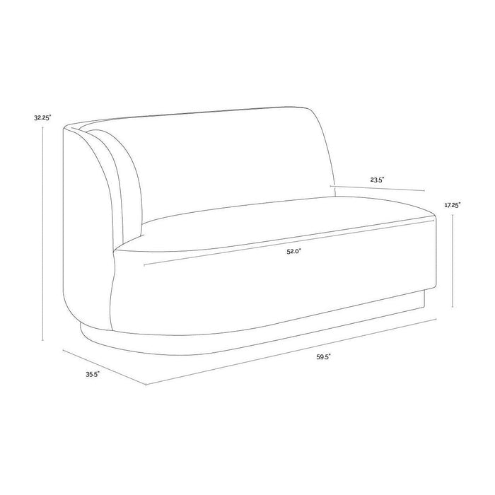 Sunpan Jaclyn Modular - Left Armchair - Egypt Light Grey / Danny Medium Grey