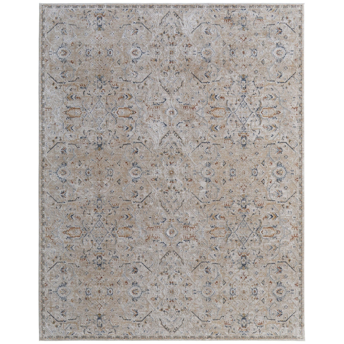 Feizy Pasha 39M6F Transitional Distressed in Taupe/Ivory/Blue
