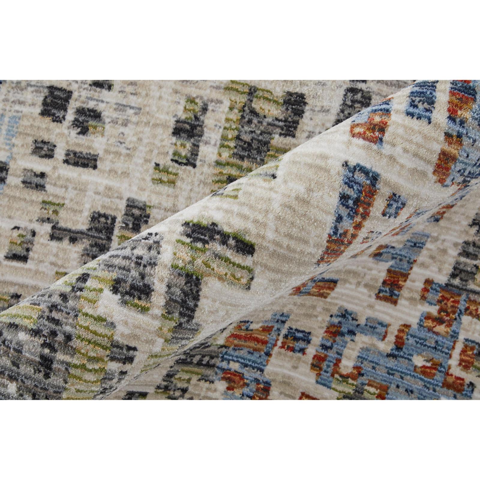 Feizy Sonora 39NVF Modern Abstract Rug in Ivory/Green/Blue