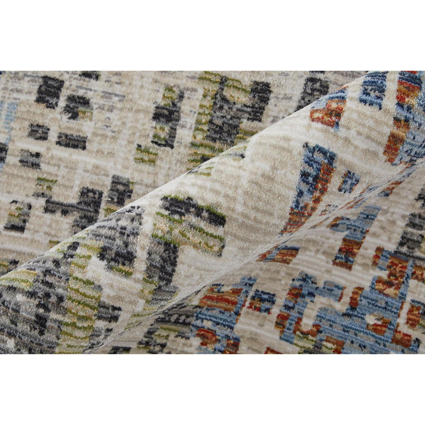 Feizy Sonora 39NVF Modern Abstract Rug in Ivory/Green/Blue