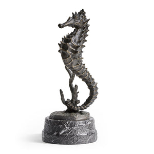 Jonathan Charles Antique Dark Bronze Seashorse Statue