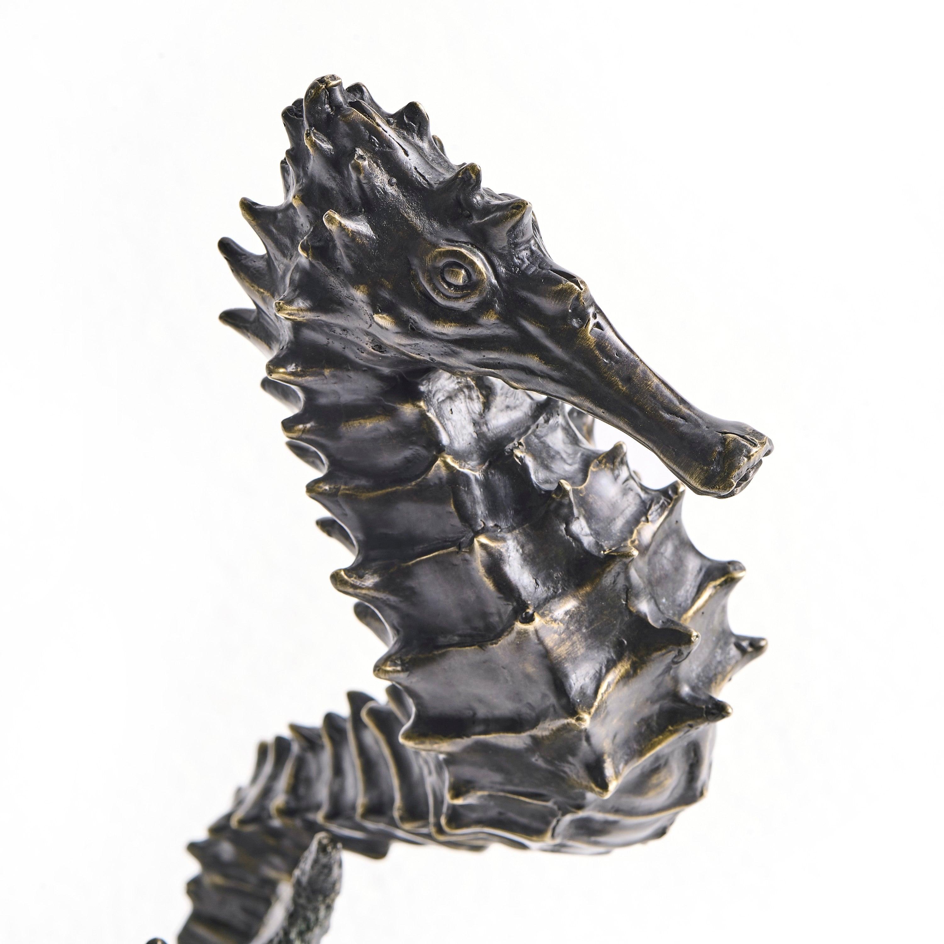 Jonathan Charles Antique Dark Bronze Seashorse Statue