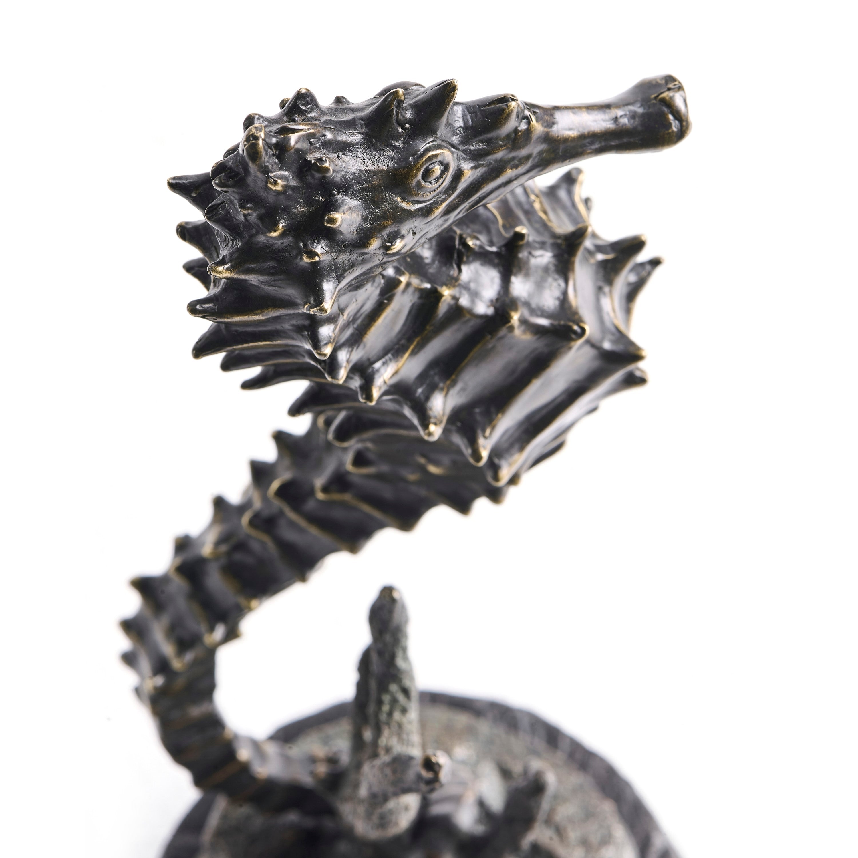 Jonathan Charles Antique Dark Bronze Seashorse Statue