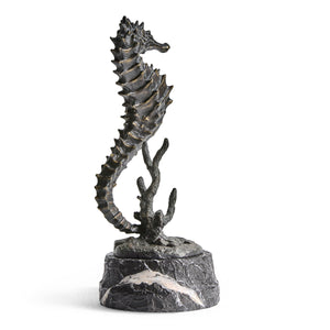 Jonathan Charles Antique Dark Bronze Seashorse Statue