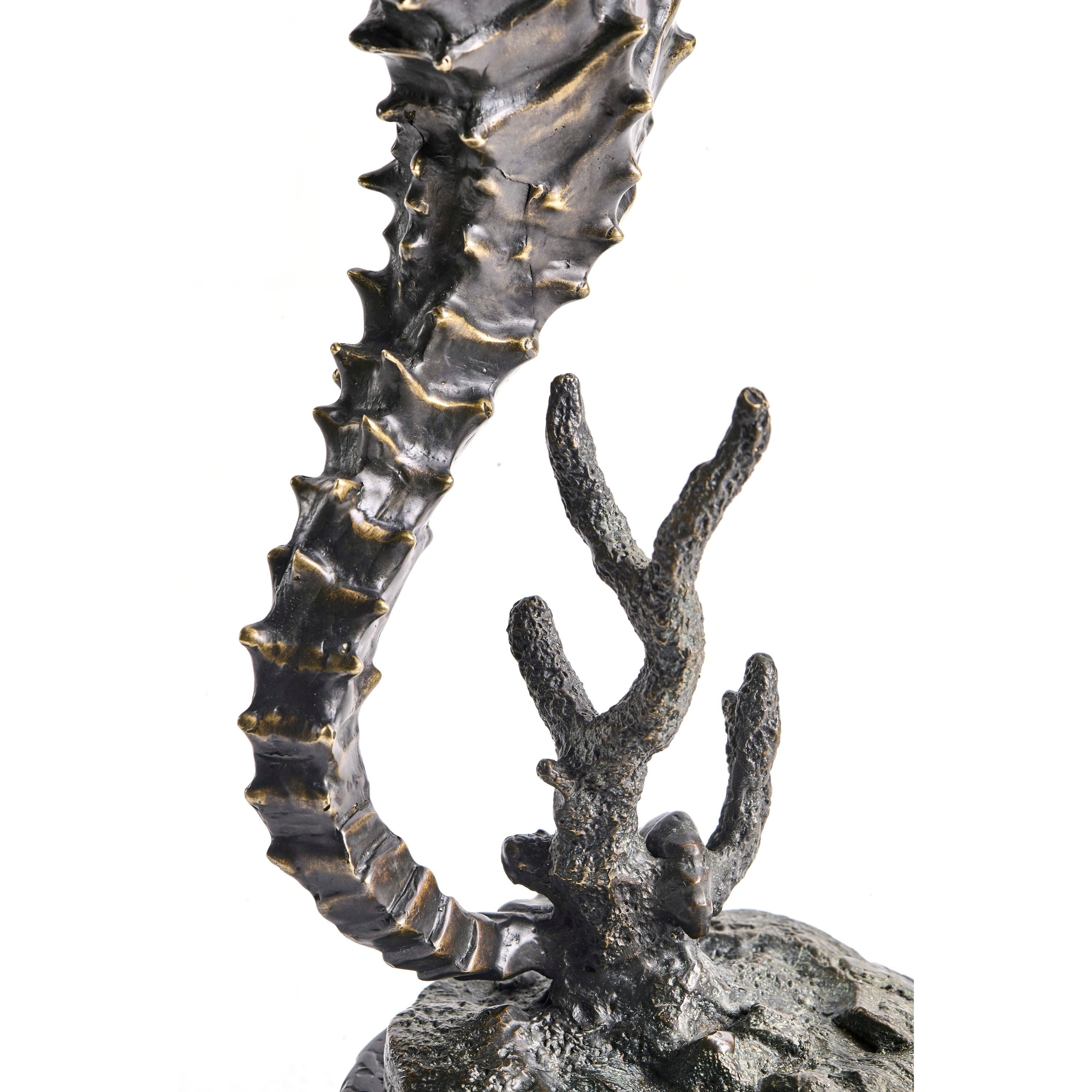 Jonathan Charles Antique Dark Bronze Seashorse Statue