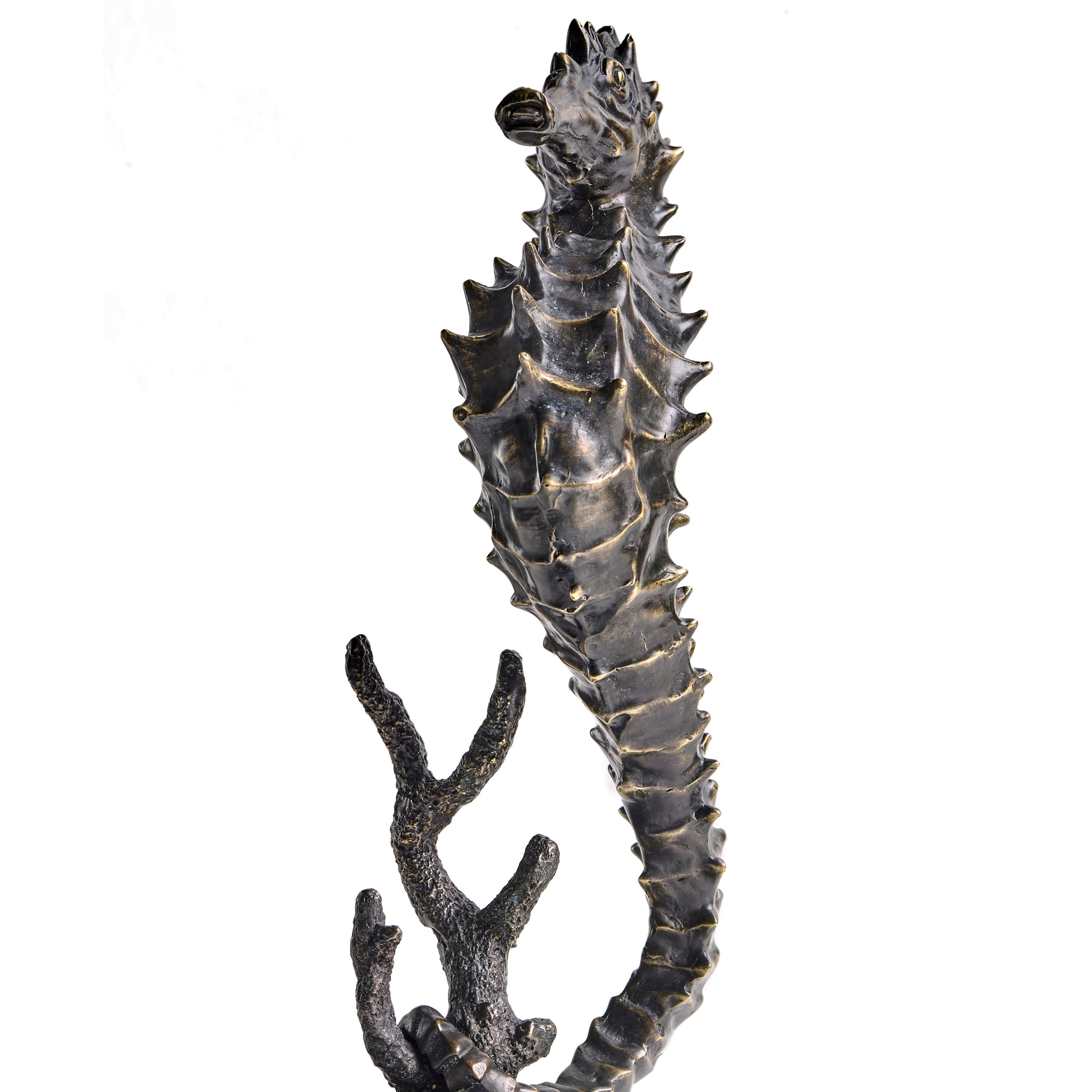 Jonathan Charles Antique Dark Bronze Seashorse Statue