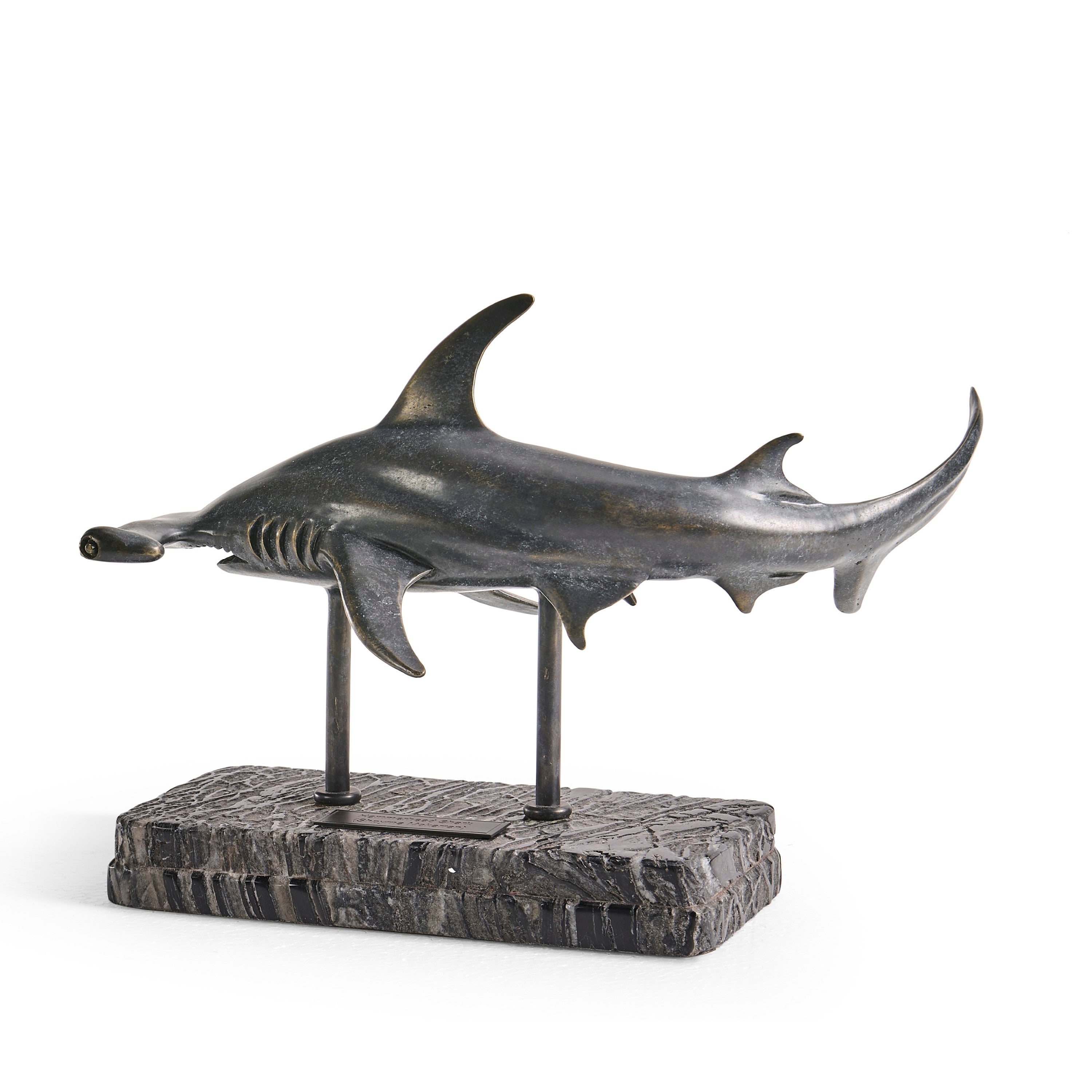 Jonathan Charles Hammerhead Shark C Shape Bronze Statue