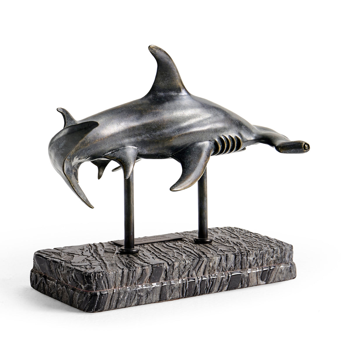 Jonathan Charles Hammerhead Shark C Shape Bronze Statue