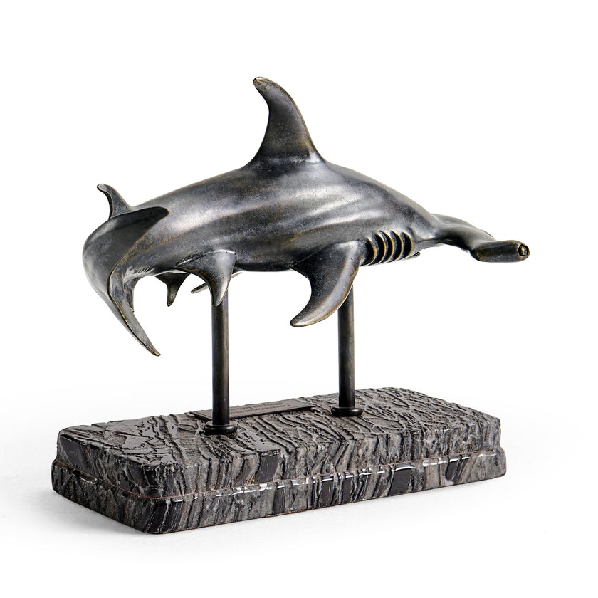 Jonathan Charles Hammerhead Shark C Shape Bronze Statue