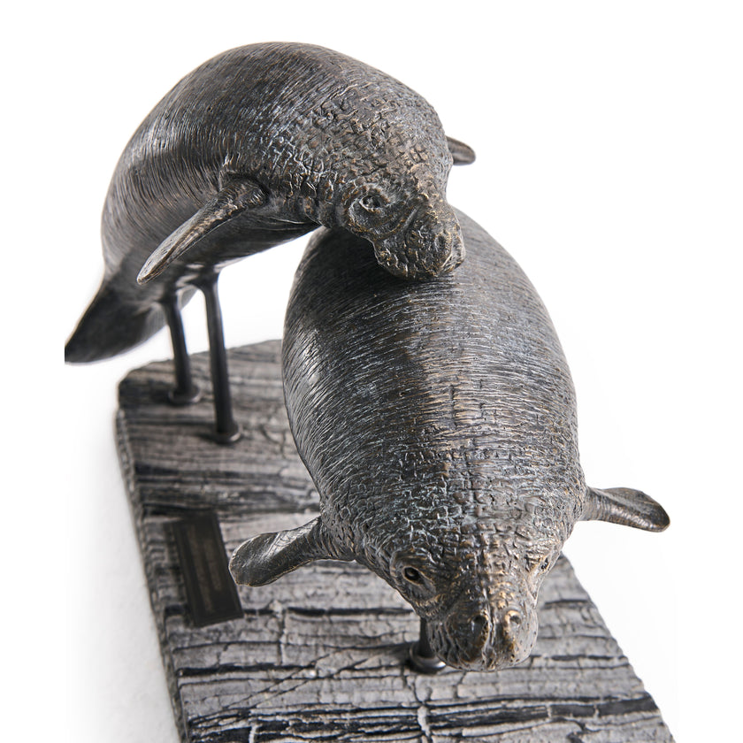 Jonathan Charles Raised Manatee Bronze Statue