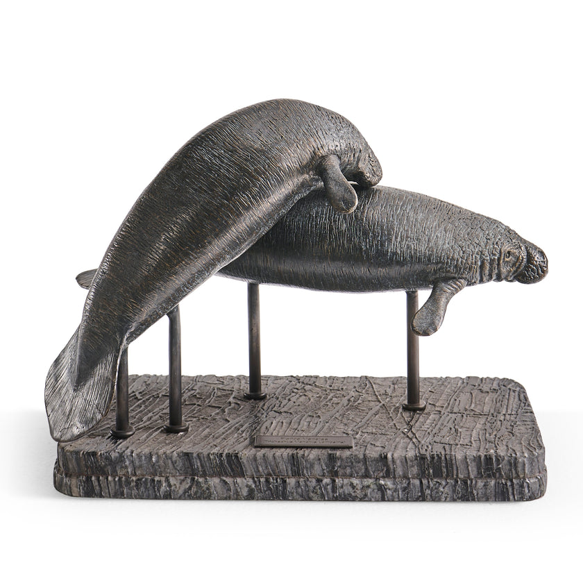 Jonathan Charles Raised Manatee Bronze Statue
