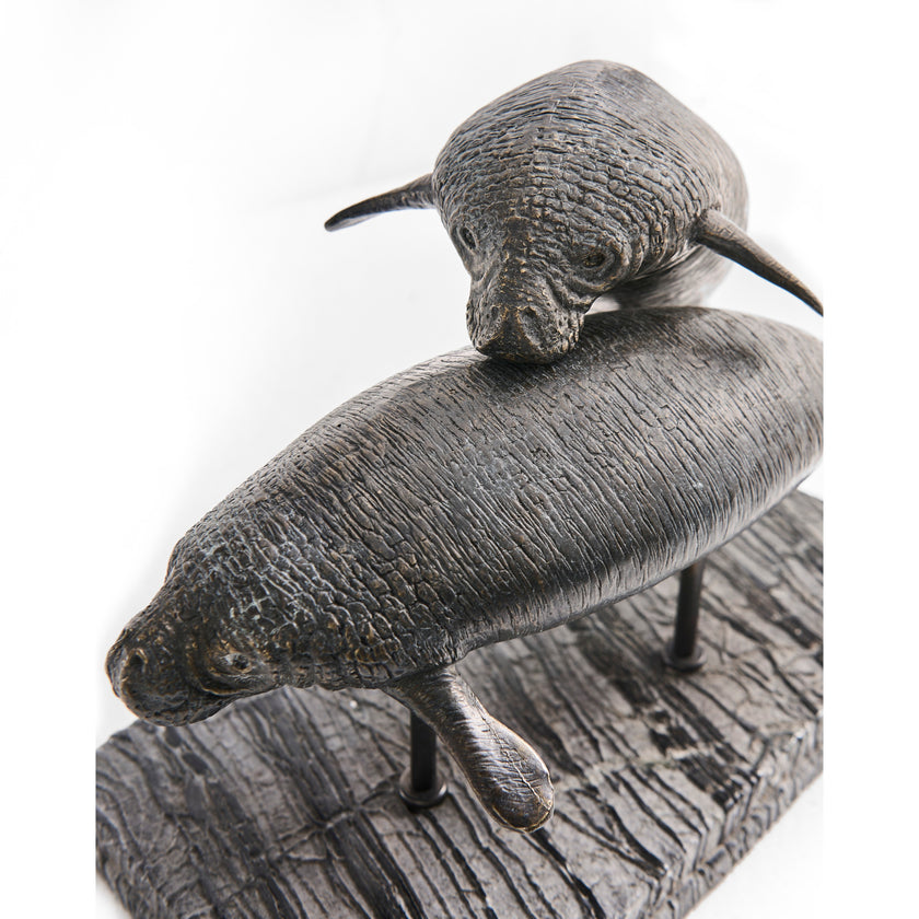 Jonathan Charles Raised Manatee Bronze Statue