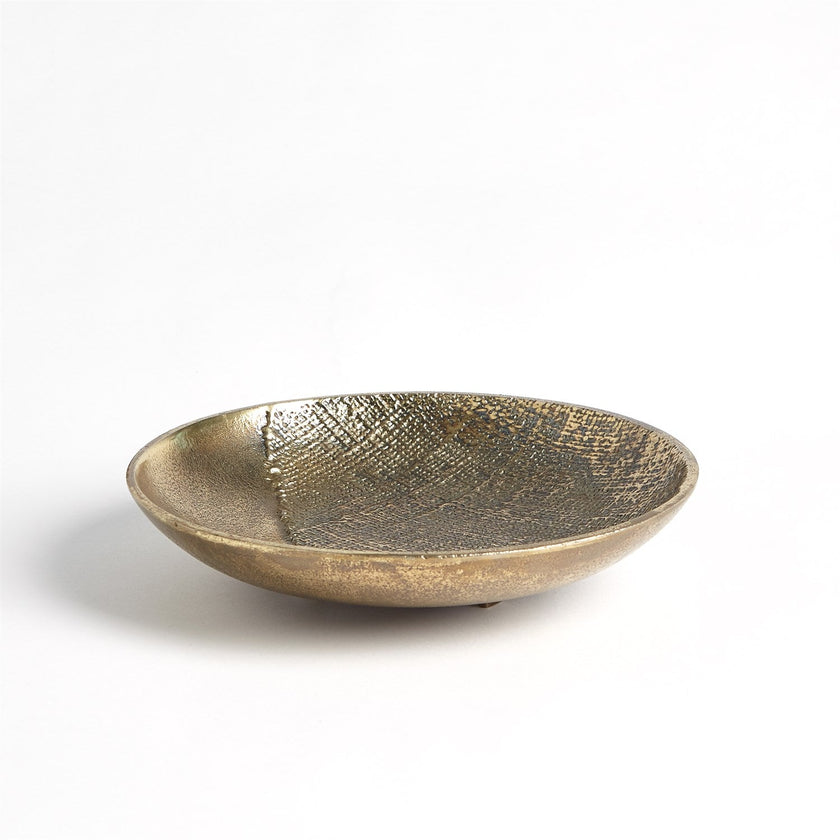 Global Views Linen Round Tray - Brass
