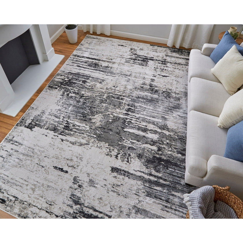 Feizy Prasad 39N9F Modern Abstract in Ivory/Gray/Taupe