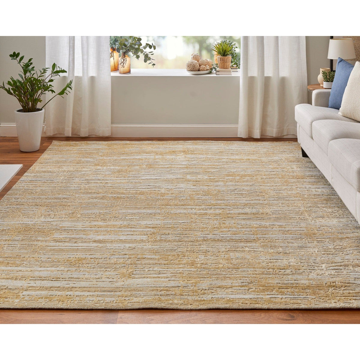Feizy Eastfield 69FQF Modern Abstract in Yellow/Ivory/Gold