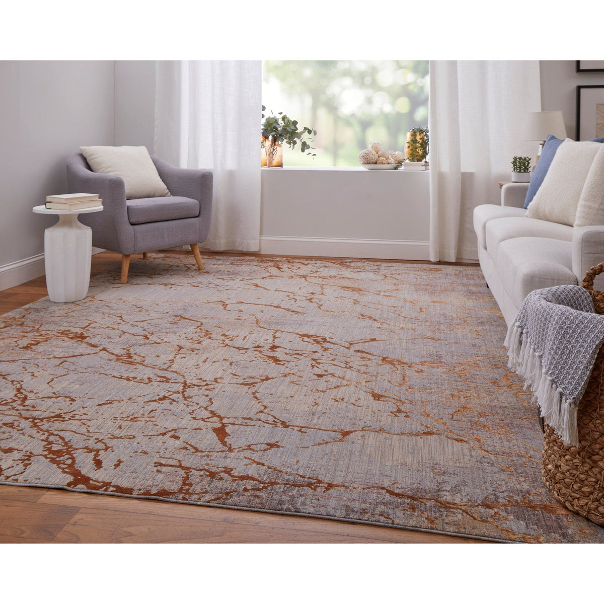 Feizy Pryor 39NEF Modern Abstract in Gold/Brown/Gray