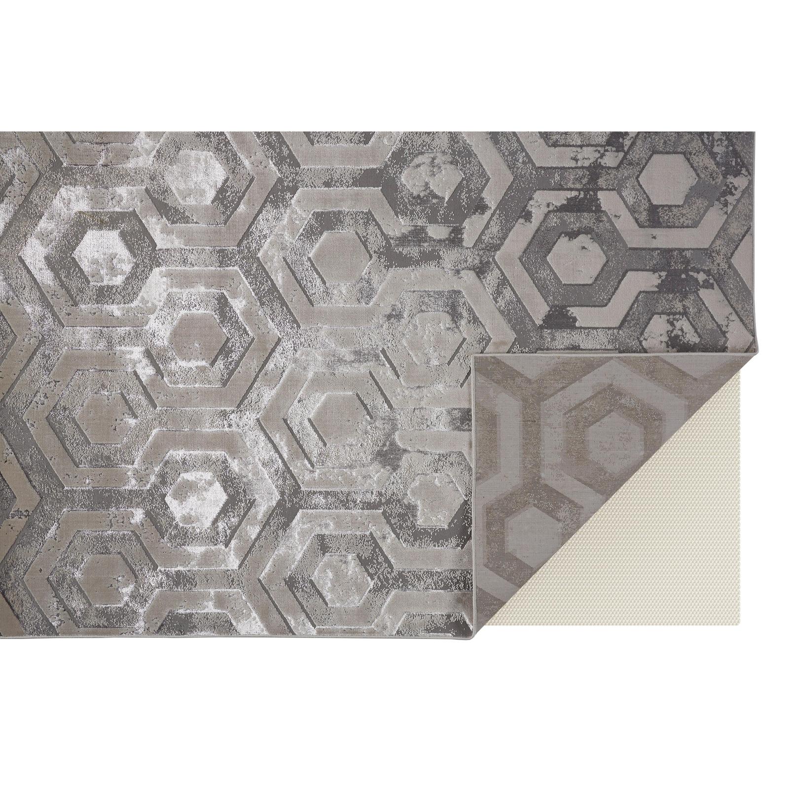 Feizy Micah 3046F Modern Distressed Rug in Gray/Taupe/Silver