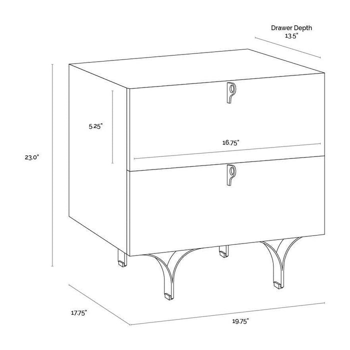 Sunpan Celine Nightstand - Small - Teal