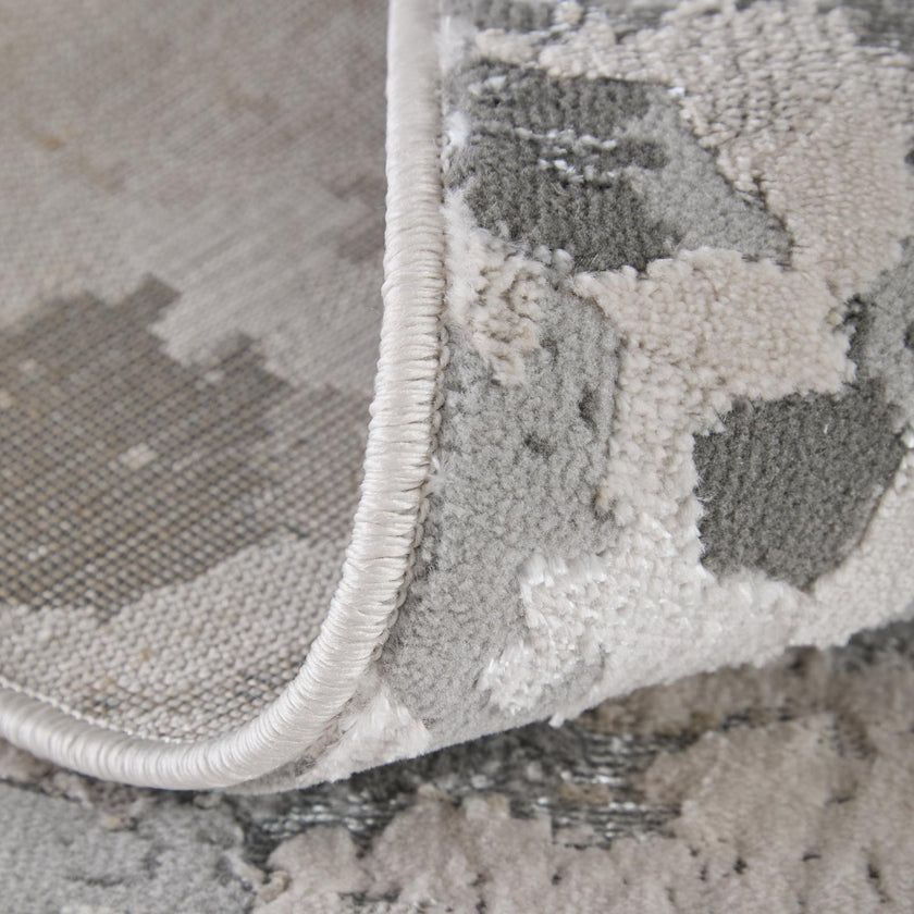 Feizy Micah 3336F Modern Abstract Rug in Silver/Gray/White
