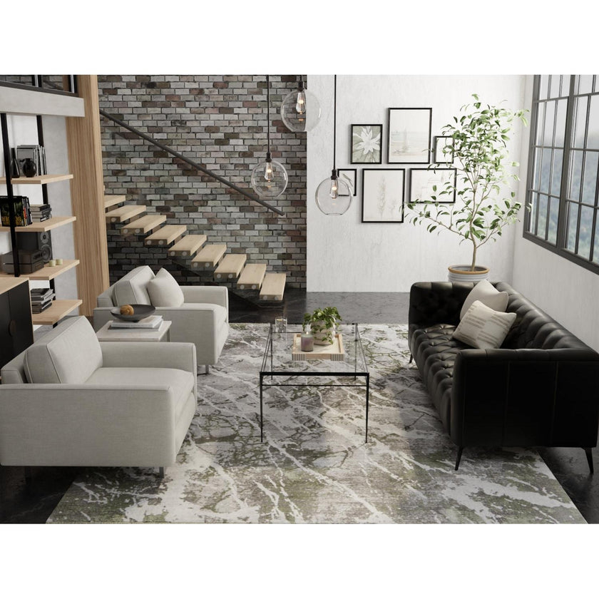 Feizy Cadiz 39N6F Modern Abstract Rug in Gray/Green/Taupe
