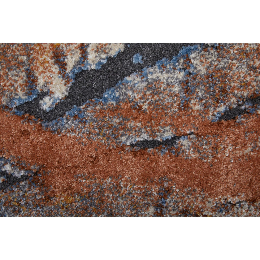 Feizy Gilmore 39MPF Modern Watercolor Rug in Blue/Orange/Gray