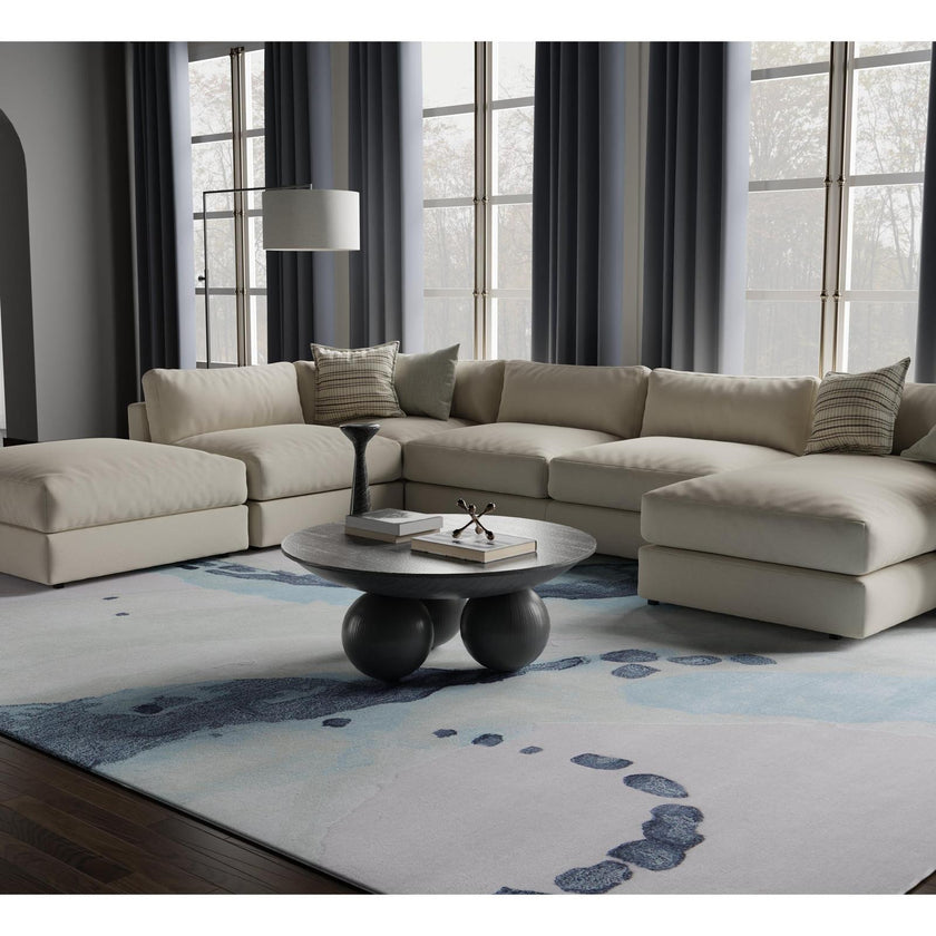 Feizy Kawai 8986F Modern Abstract Rug in Green/Blue/Ivory