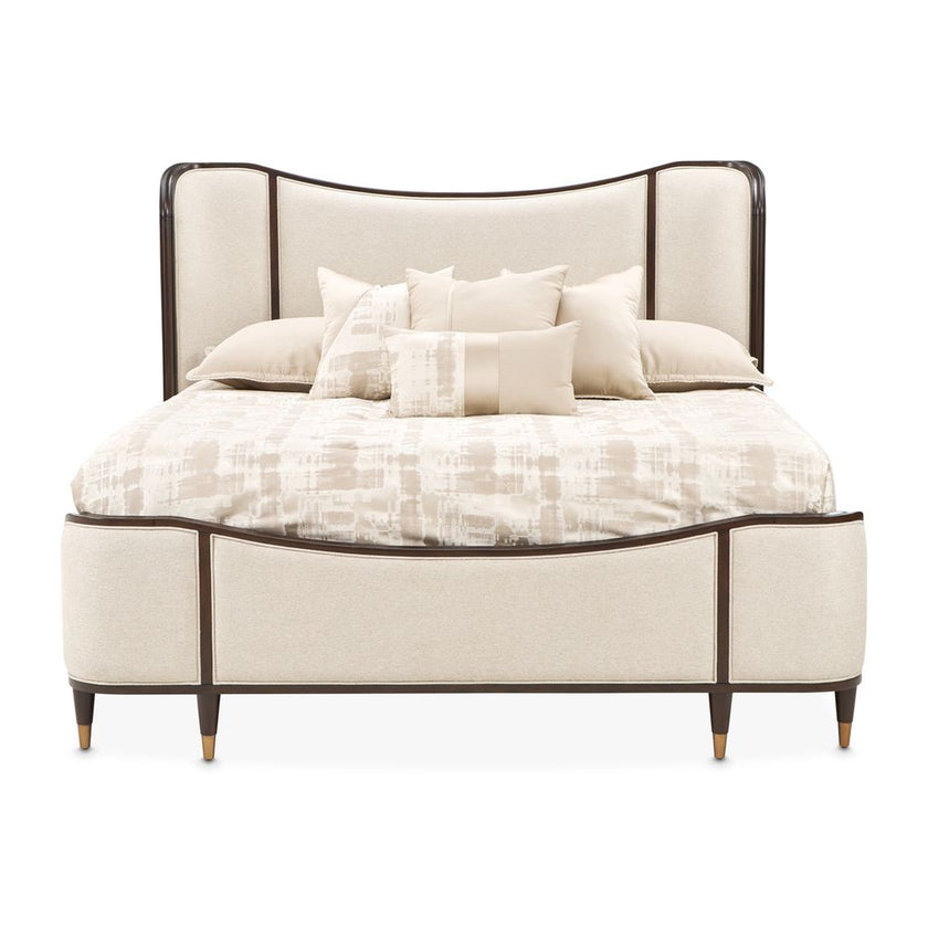 Michael Amini Camellia Field Queen Upholstered Bed - Warm Pecan