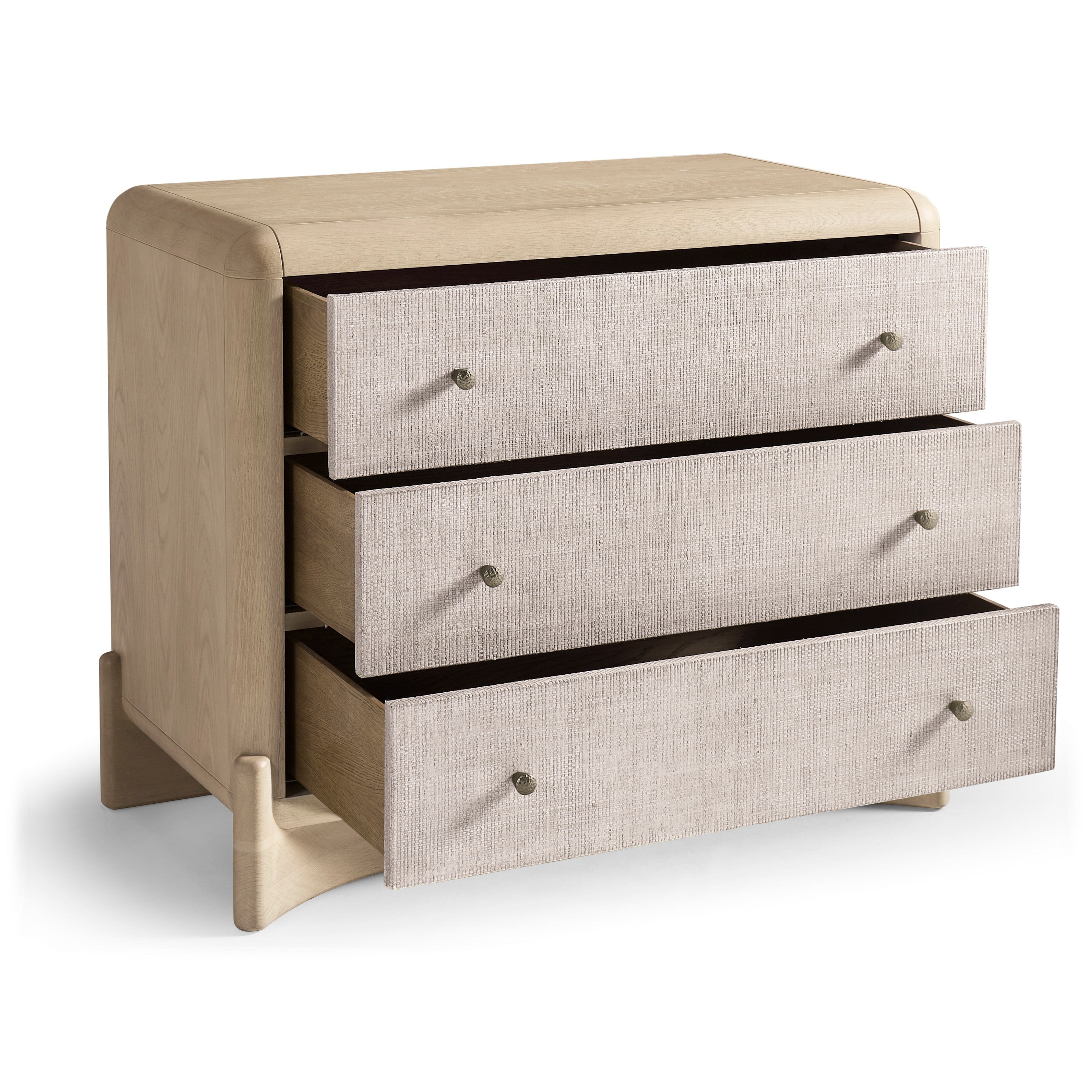 Jonathan Charles Keel Raffia Three Drawer Nightstand