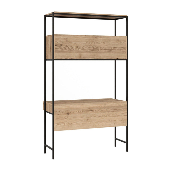 Sunpan Ambrose Modular Wall Desk - Rustic Oak - Black