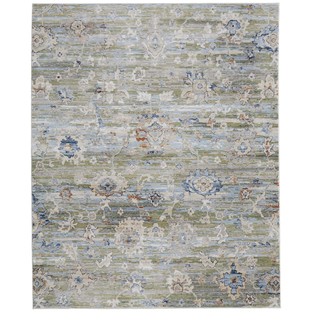 Feizy Melrose 39P3F Traditional Floral & Botanical Rug in Green/Ivory/Blue