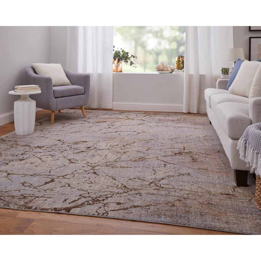 Feizy Pryor 39NEF Modern Abstract in Brown/Taupe/Tan
