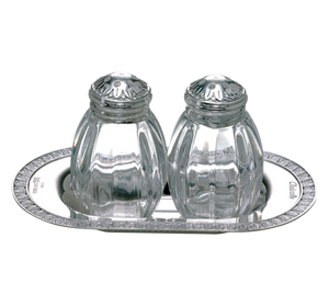 Christofle Malmaison Sterling Silver Salt And Pepper Shaker Set On Tray
