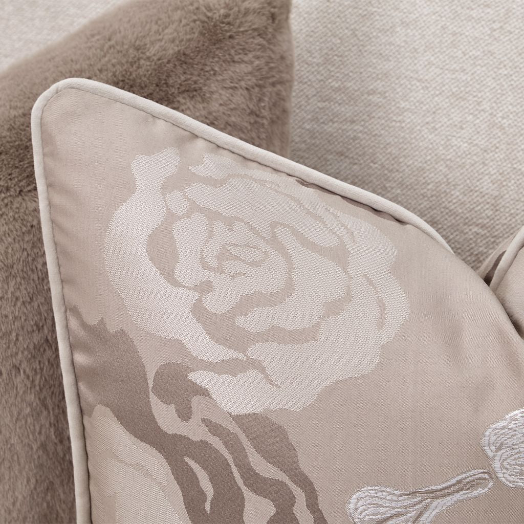 Michael Amini Camellia Field 3-Piece Chenille Sofa - Linen/Warm Pecan