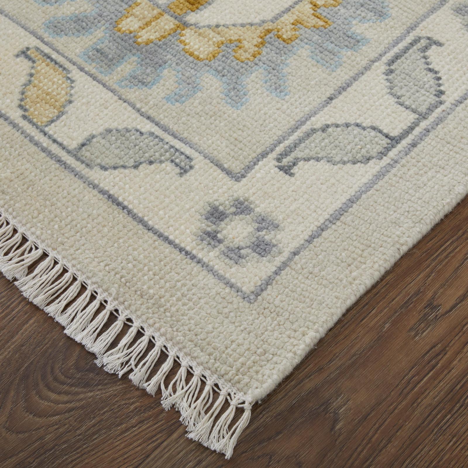 Feizy Karina 69GBF Transitional Floral & Botanical Rug in Ivory/Gold/Green